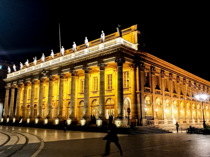Place de la Comédie (The Grand Theater) is a stunning spot day or night, oozing with history ...and theater! 