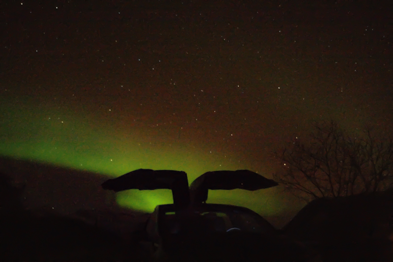 Northern Lights hunting in the style and comfort of a Tesla X, naturally.