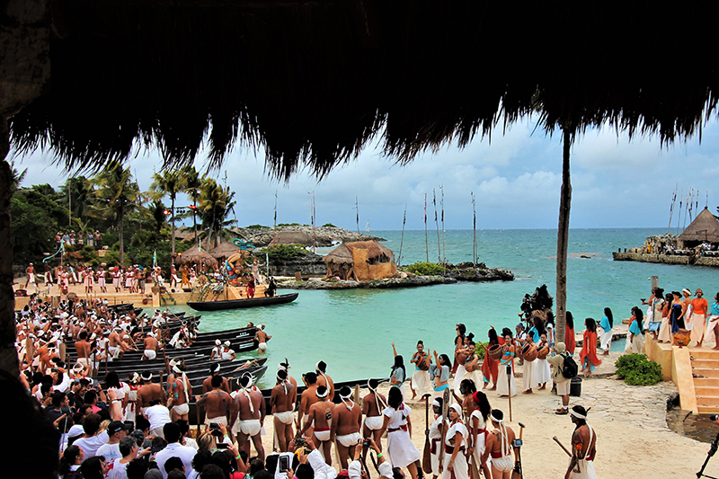 After a night of ceremony & ritual, the Sacred Mayan Journey begins at sunrise in Xcaret!