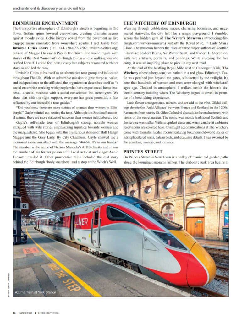 Enchantments on a UK Rail Trip by Christopher Ludgate as seen in Passport Magazine, February 2026